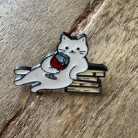Book Lover Cat Pin