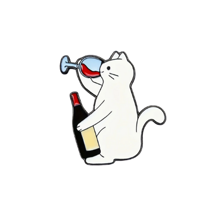 Cat Drinking Wine Pin