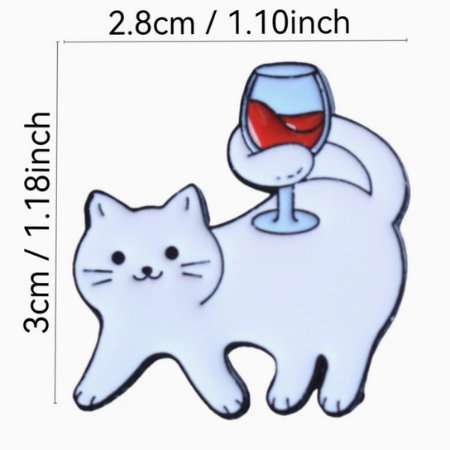Cat and Wine Glass Pin