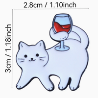 Cat and Wine Glass Pin