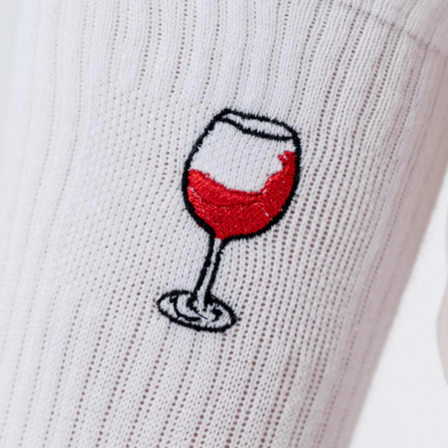 Embroidered Socks | Red Wine