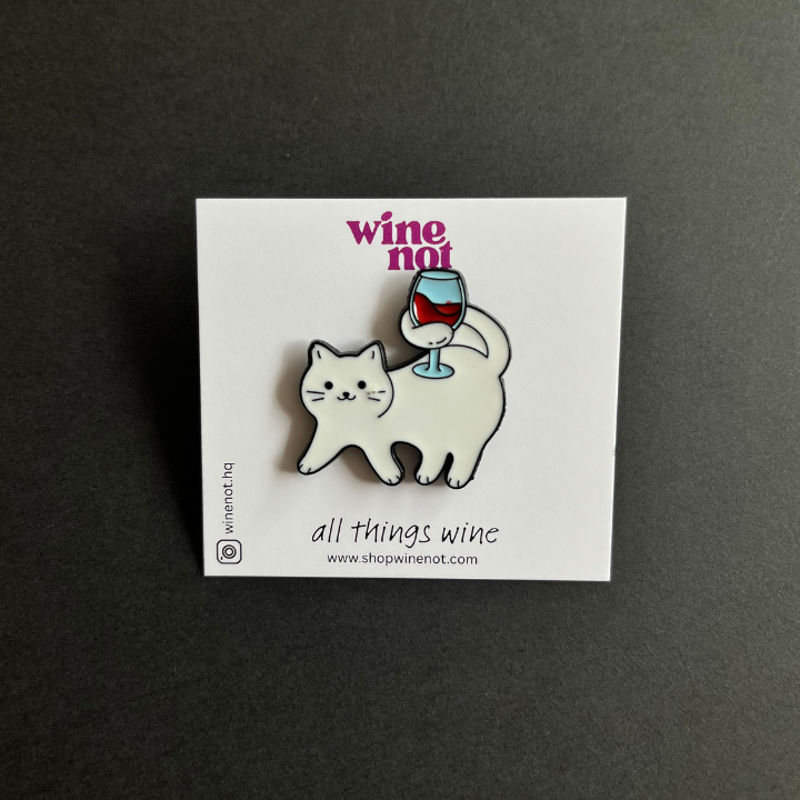 Cat and Wine Glass Pin