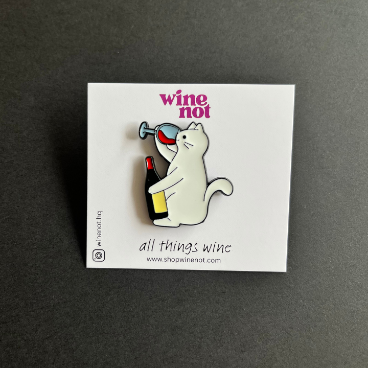 Cat Drinking Wine Pin