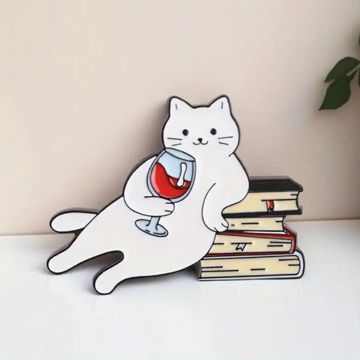 Book Lover Cat Pin