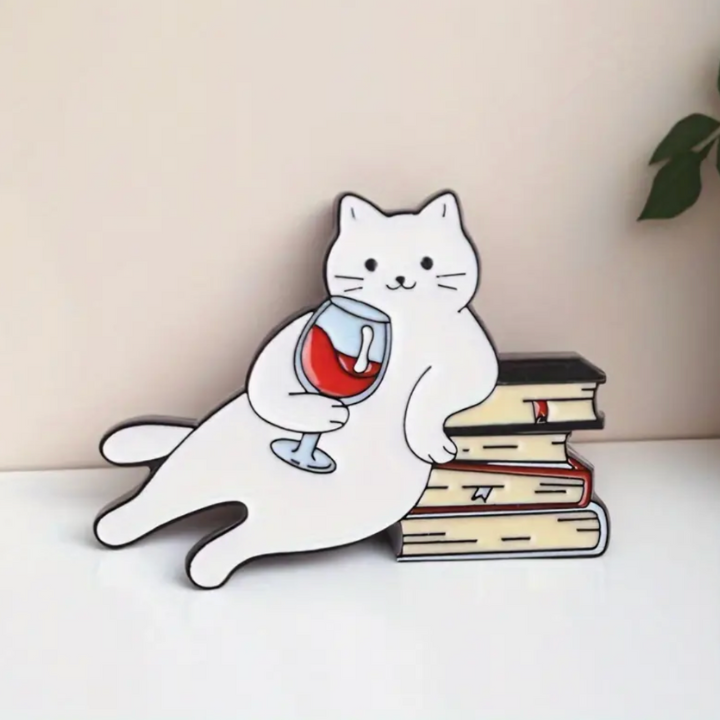 Book Lover Cat Pin