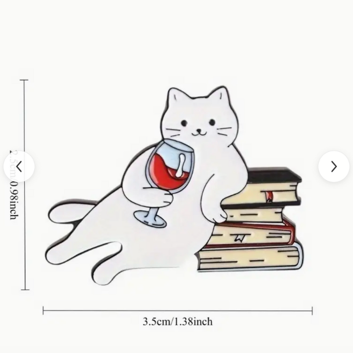 Book Lover Cat Pin