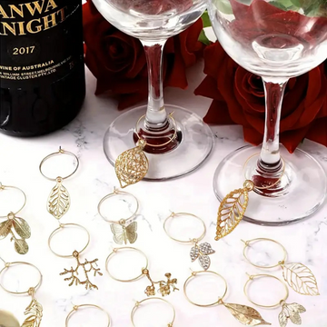Wine Glass Charm Set | Drink Markers | Leaves