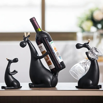 Wine Bottle and Glasses Holder Set