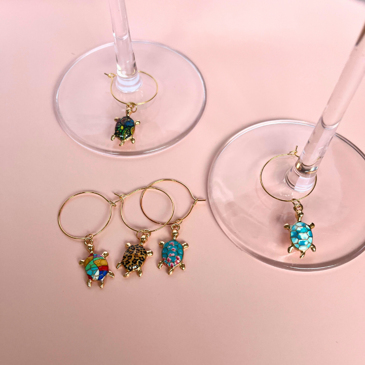 Wine Glass Charm Set | Drink Markers | Turtles